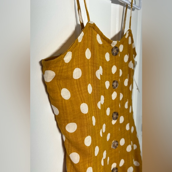 REBELLION AGAIN Mustard Yellow White
Polka Dot Print Button Midi A-Line Dress / - Picture 3 of 14